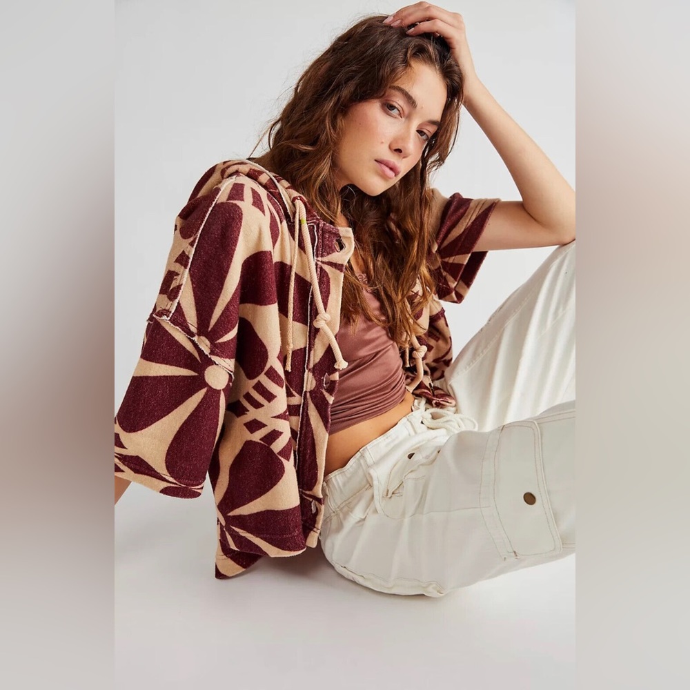 Free People Multicolored Bell Sleeve Crop Top